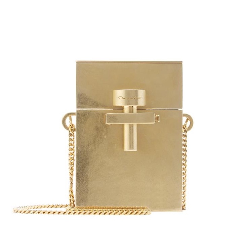 Oscar de la Renta gold metal mini Alibi bag
